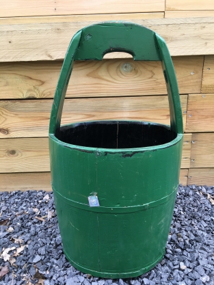 Vintage Wooden Bucket - Green - Height 60 cm